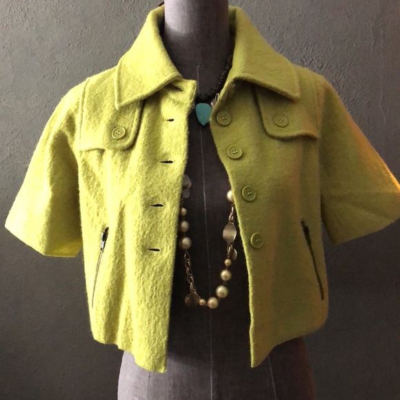 NWOT Kenar Wool Moss Green Cropped Jacket S - Picture 5 of 15